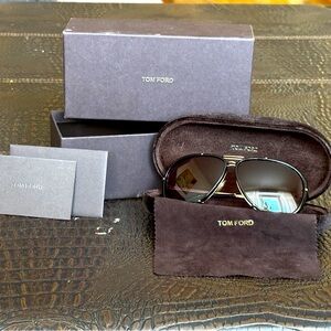 TOM FORD TF 109 28W CYRILLE BLACK GOLD AUTHENTIC SUNGLASSES 63-10 (HARD TO FIND)
